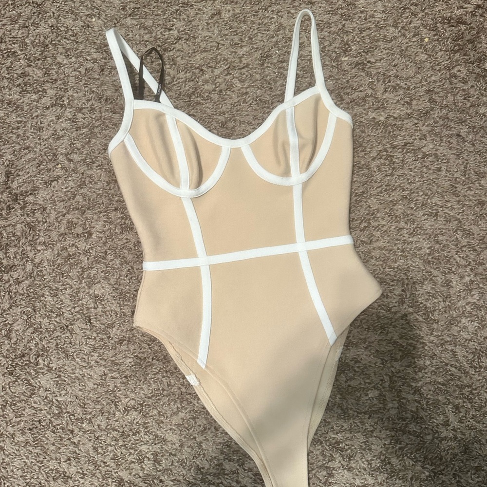 Beige and tan bodysuit